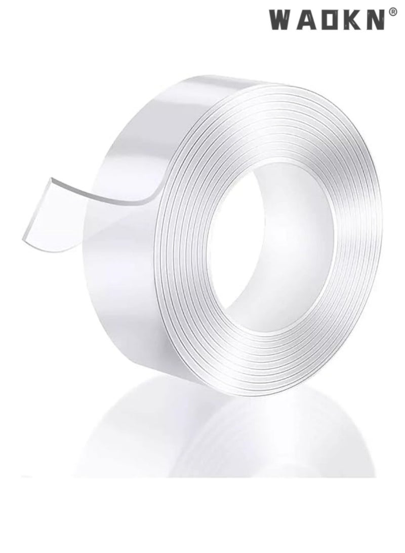 WAOKN Magic Adhesive Tape - Extra Length, Washable, Waterproof, Double-Sided Mounting Solution, Transparent Acrylic Base for Versatile Surface Attachment（6Pcs） - Image 1